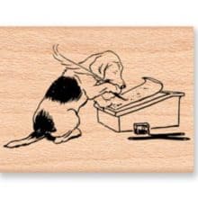 Letter Writing Dog Mountainside Crafts Rubber Stamp & Celebrating AnchoredScraps 850th Daily Blog Post Today